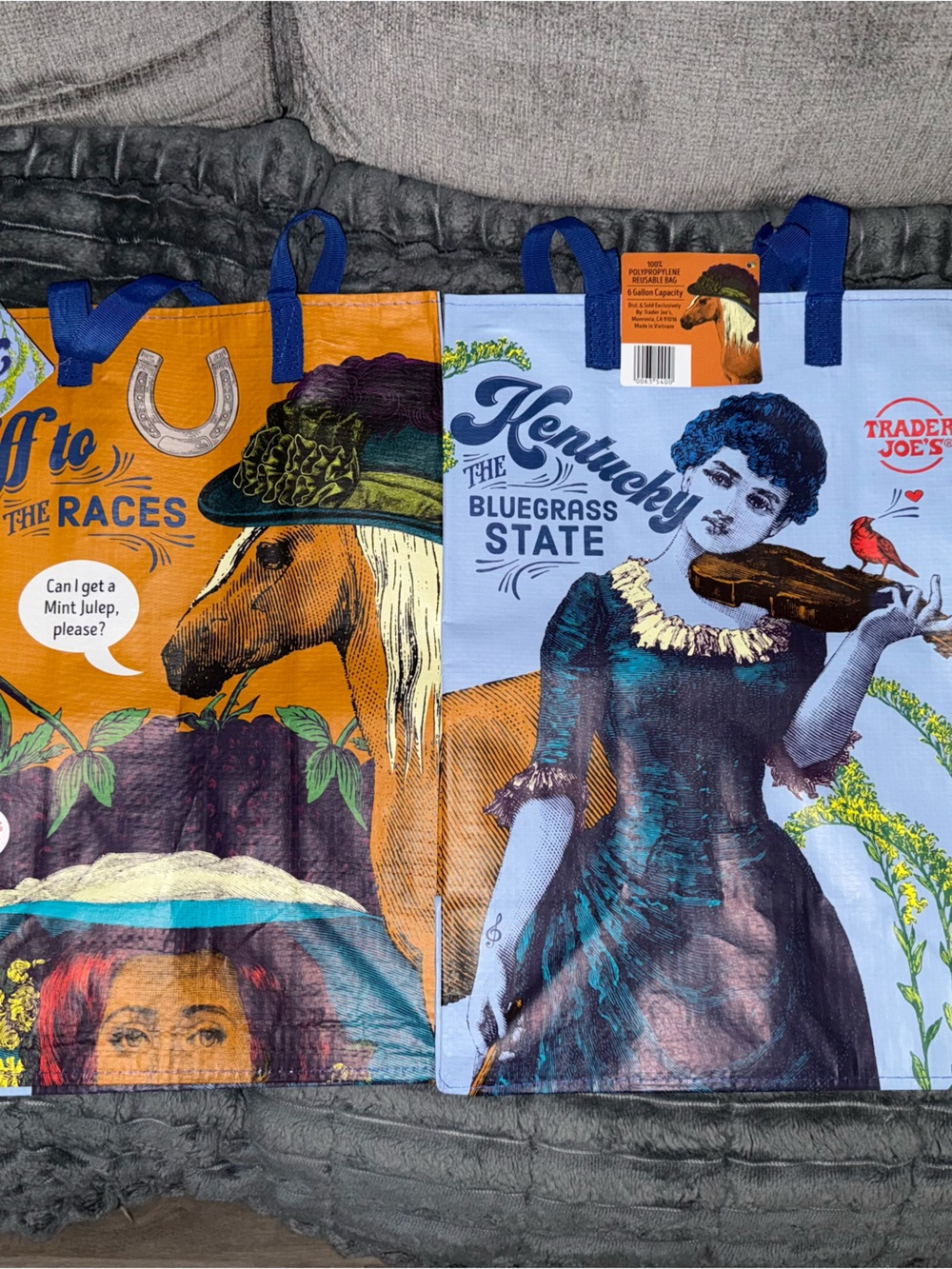 Trader Joe's Reusable Tote Bags 2 Kentucky Derby